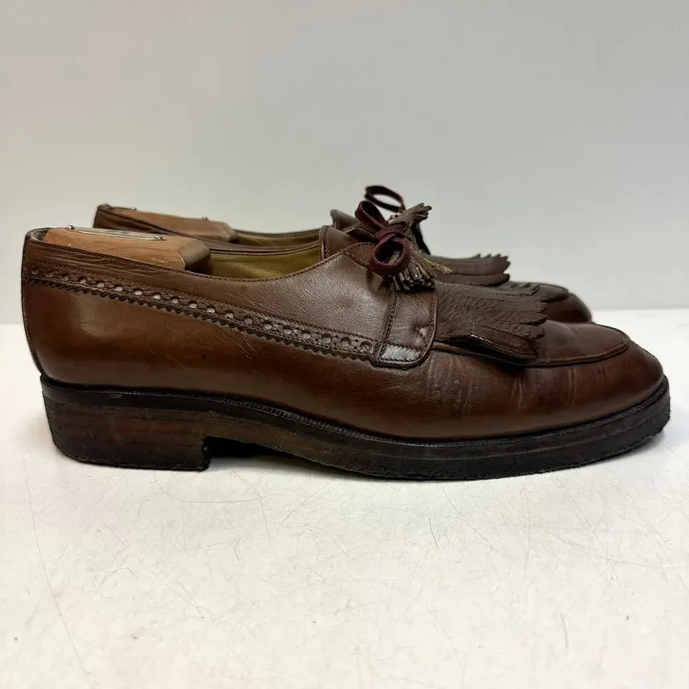 VGUC Ralph Lauren Purple Label Ghillie Brogue Split Toe Loafer Made in italy 8 D